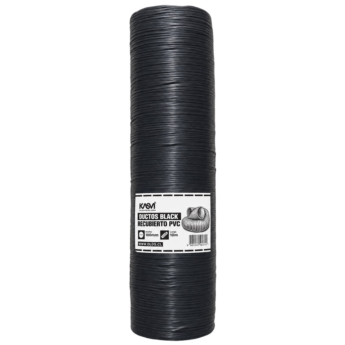 Ducto Black Recubierto PVC 100mm 10m Kasvi