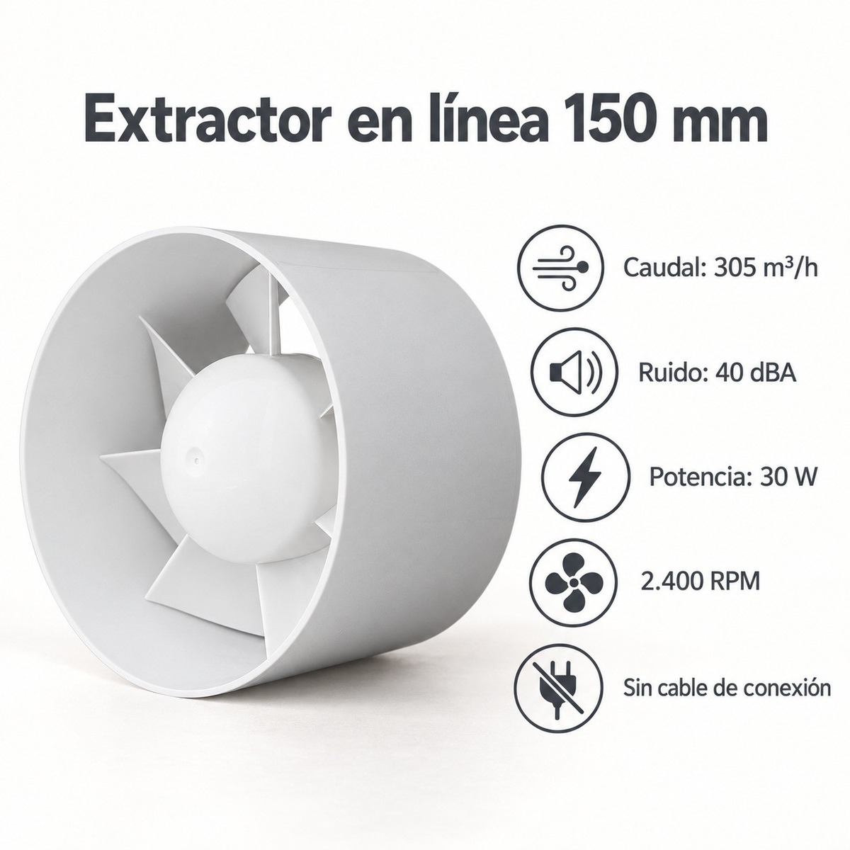 Extractor en Línea 150 mm 305 m³/h Vents - Imagen 3