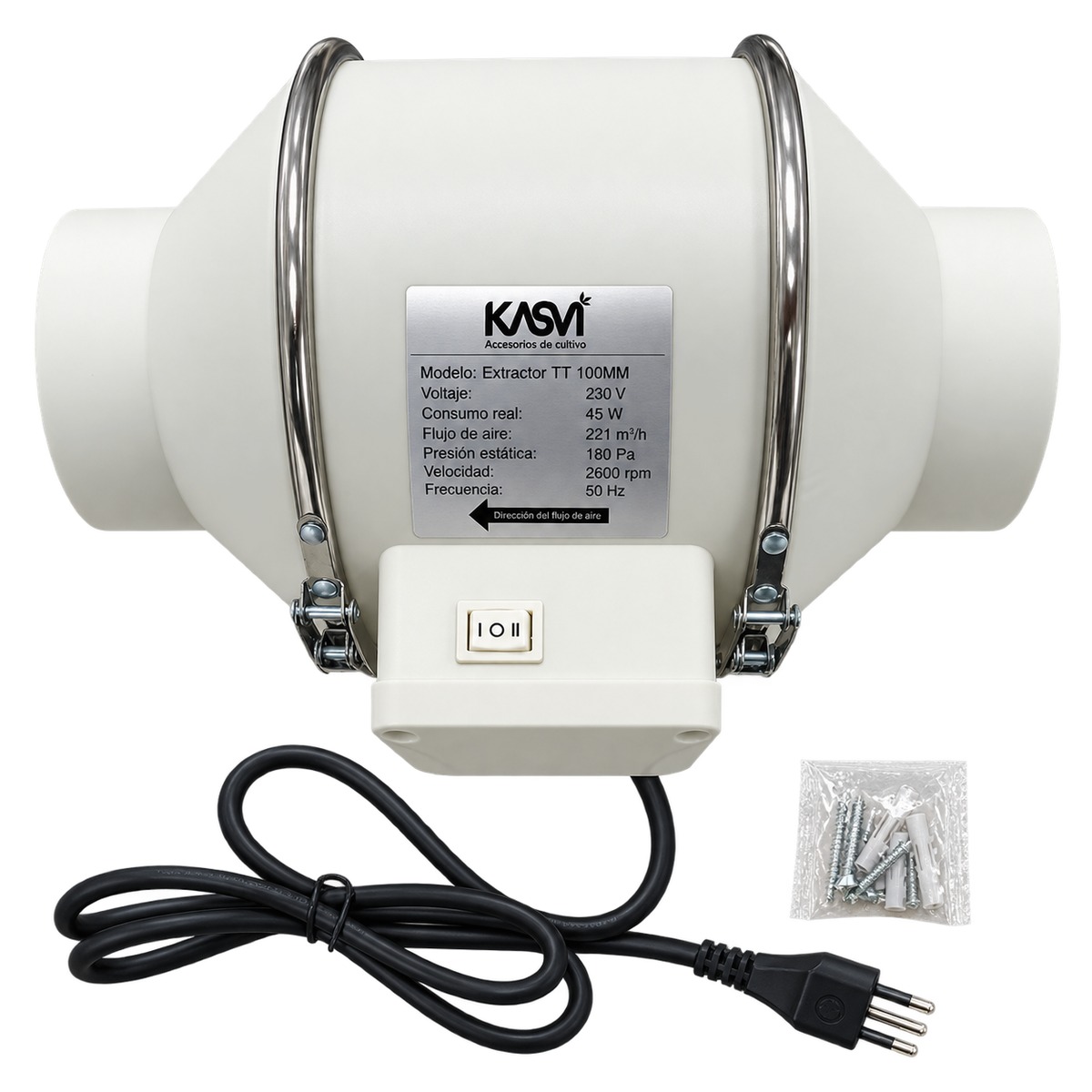 Extractor TT 100mm 221 m3/h con Cable Kasvi - Imagen 3